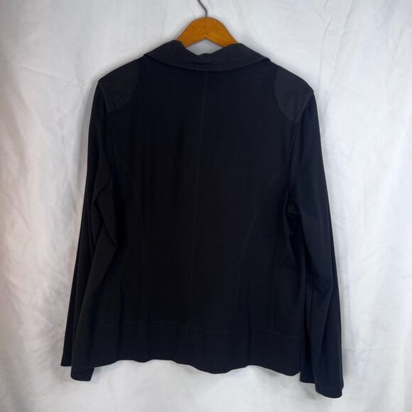 Chicos Zenergy Gold Zip Black Jacket Mesh Accents Casual Basic Size 2-12/14 - Picture 2 of 12